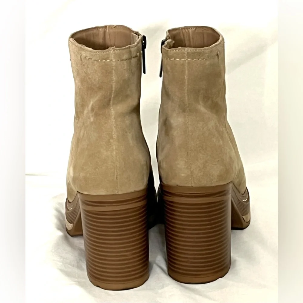 Steve Madden Suede Leather Platform Heeled Ankle Booties Size 9 - Picture 4 of 12